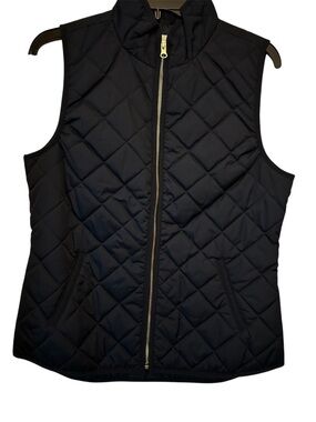 Old Navy Thin Quilted Sleeveless Zip Front Vest Navy Blue Small